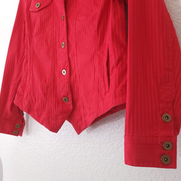 Coldwater Creek short cropped Jacket Womens Petite 4 Red Casual Button U… - Picture 7 of 15